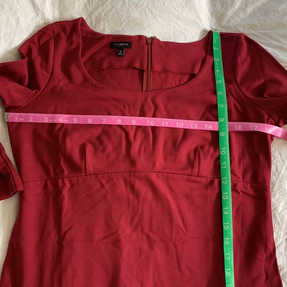 Deep red Talbots dress with stretch, size 10 - Picture 3 of 6